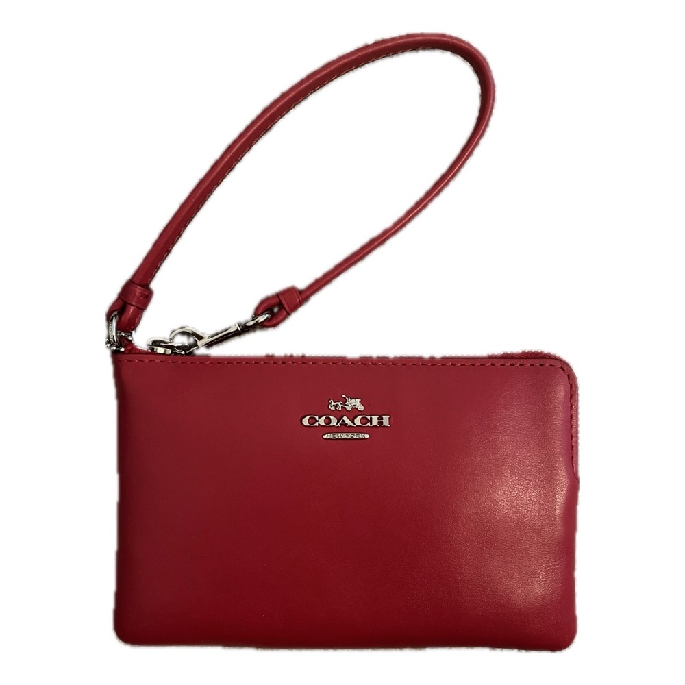 Red Coach Corner Zip Wristlet